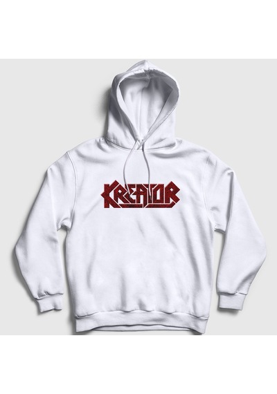 Presmono Unisex Logo V2 Kreator Kapüşonlu Sweatshirt Beyaz