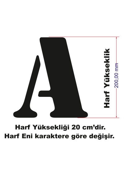 Stencil Harf Boyama Şablonu X040 Harf Yüksekliği 20 Cm