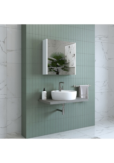Banos Banyo Roomart Ad7 Kulpsuz Tek Kapaklı Mat Beyaz Mdf 60 Cm A Mat Beyaz