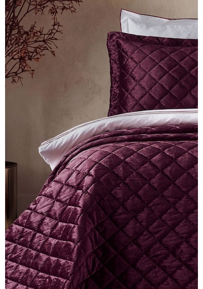 Doqu Home Luxury Imperial Çift Kişilik Kabartma Dokulu Yatak Örtüsü - Mürdüm Mor