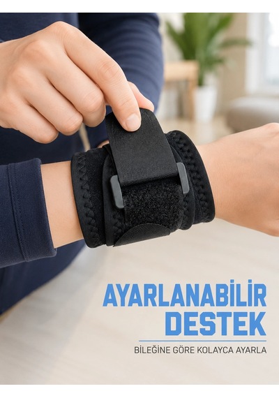 Trendexa Mey İthalat Bilek Destekliği Ayarlanabilir Çift Bantlı Cırtlı Sporcu Bilekliği