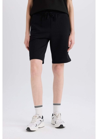 DeFacto Regular Fit Normal Bel Düz Paça Bermuda Şort W9369AZ25SMBK27 Siyah