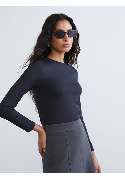 Lcw Modest Siyah Bisiklet Yaka Kadın Body