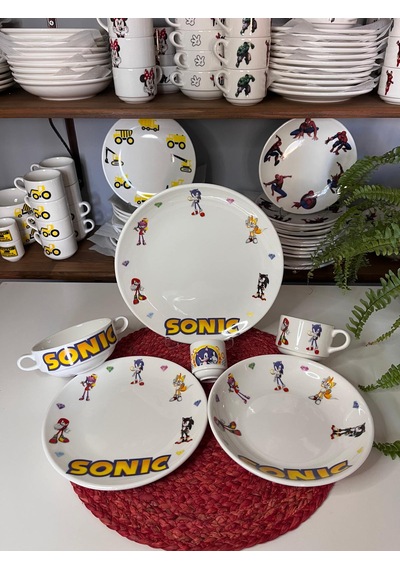 6 Parça Sonic Model Çocuk Bebek Yemek Takımı Beslenme Seti Çok Renkli