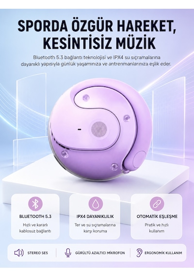 S05 Kablosuz Kulaklık Bluetooth 5.3 Ipx4 Su Geçirmez Stereo Ses Otomatik Bağlantı Yeni Nesil - Lisinya