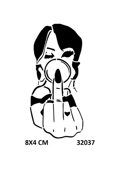 Airbrush Tattoo Çılgın Kız Yapışkanlı Stencil Süsleme Ve Boyama Kalıbı