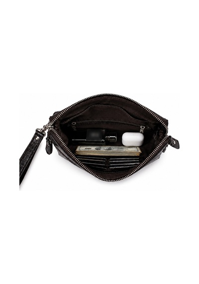 Alphaclub Bag Unisex Hakiki Kroko Deri Çok Bölmeli Portföy Çanta Kahverengi