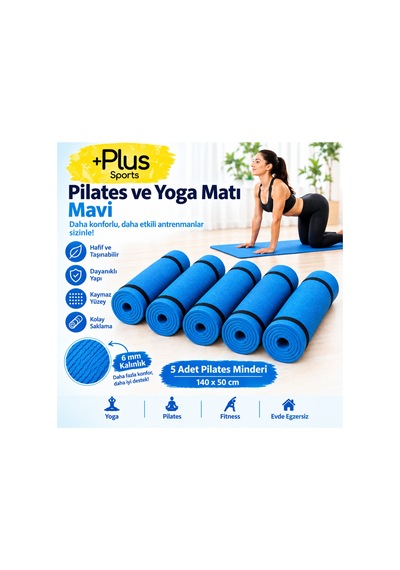 7 Mm 5 Adet Pilates Matı Yoga Matı Spor Minderi Yer Matı Egzersiz Minderi 140 Cm X 50 Cm Mavi Mavi