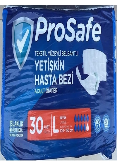 Prosafe 9 Damla Tekstil Yüzey Belbantlı Hasta Bezi L 30'lu