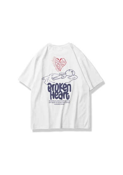 Tarzsokak Unisex Broken Heart Tshirt Beyaz