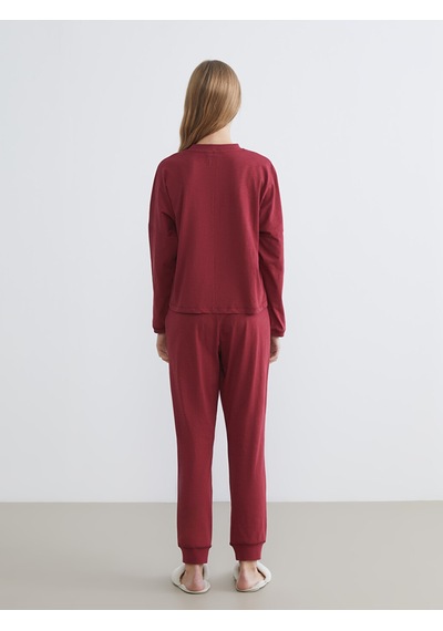 Lcw Young Bordo Bisiklet Yaka Kadın Pijama Takımı