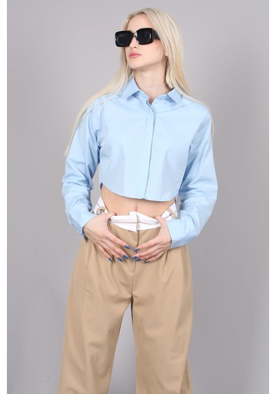 Madmext Mad Girls Mavi Kısa Gömlek Mg1382-mavi Mavi
