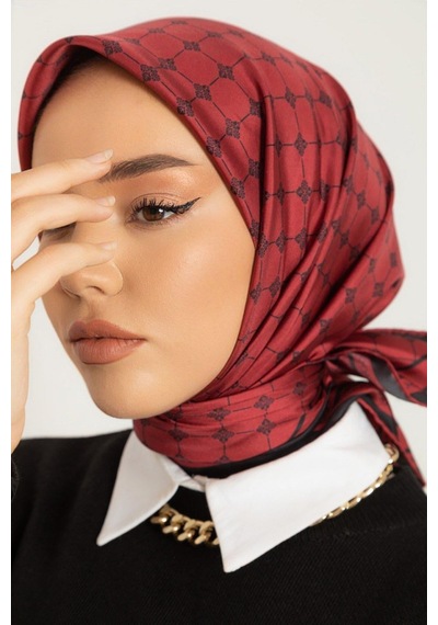 Silk Home Twill İpek Eşarp - 11393-11 Bordo Siyah Çok Renkli