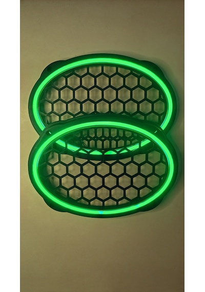 Hoparlör Kapağı Oval 20 Cm Ledli 2'li Takım - Yeşil