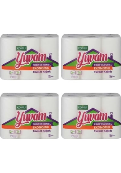 Komili Yuvam Profesyonel Ev Tipi Eko Tuvalet Kağıdı 12'Li * 4 Paket