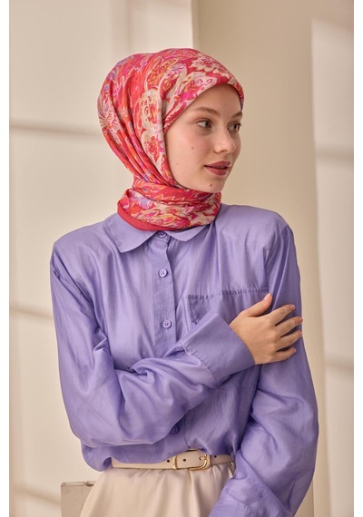 Silk Home Olinda İpek Eşarp 47002-41 Parlak Turuncu, Füme, Gri, Hardal