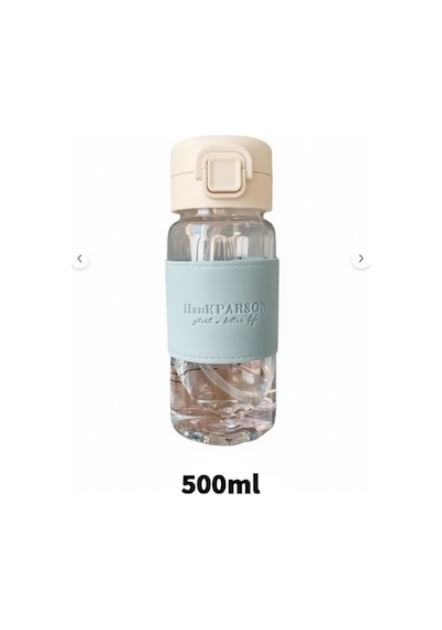 500 Ml Pipetli Plastik Suluk- Deri Kaplamalı-taşınabilir-sızdırmaz-öğrenciler Uygun Mavi