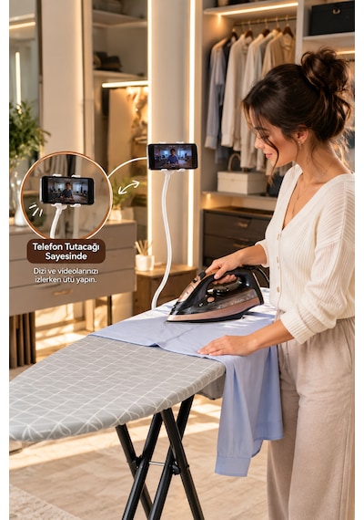 Perilla Tiga 3 Katlı Çamaşır Kurutma Askısı 20 M + Present Lux Ütü Masası 38x120 Cm İkili Set Çok Renkli