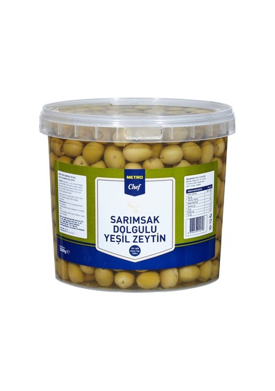 Metro Chef Sarımsak Dolgulu Zeytin 2,5 Kg Tarı