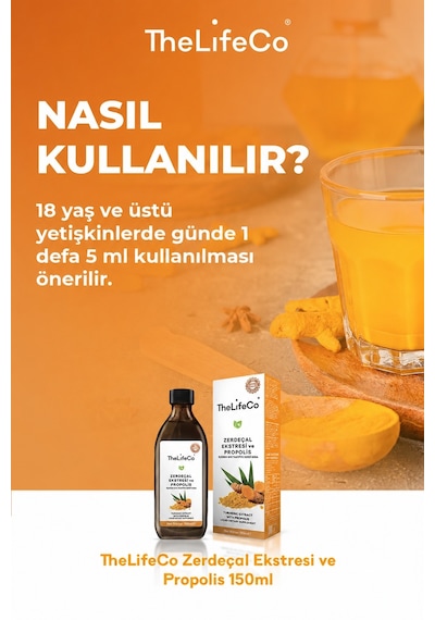 TheLifeCo Zerdeçal Kurkumin Sıvı Ekstraktı & Propolis 150 ML