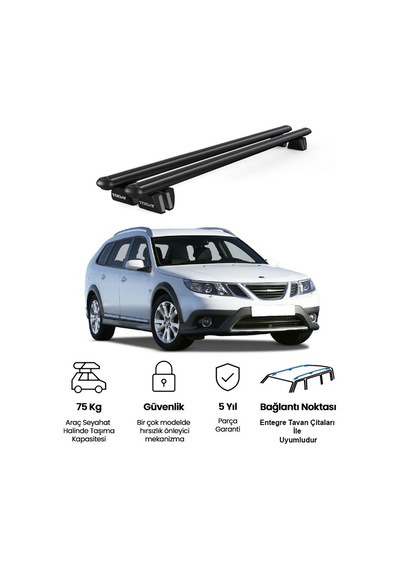 Pençe Saab 9-3x Ara Atkı 2009-2012 Uyumlu Siyah Ara Atkı Port Bagaj Tavan Barı