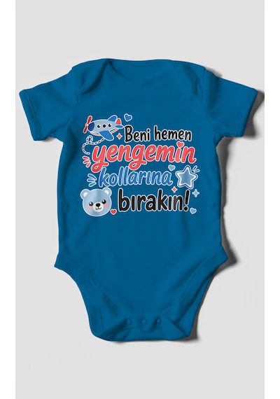 Morivokids Yengeye Özel Kısa Kollu Bebek Body %100 Pamuk Zbn150-kk Koyu Mavi