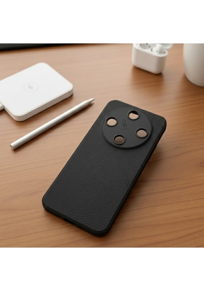 Honor Magic 8 Lite Uyumlu Deri Dokulu Yumuşak Silikon Telefon Kılıfı Kapak Siyah
