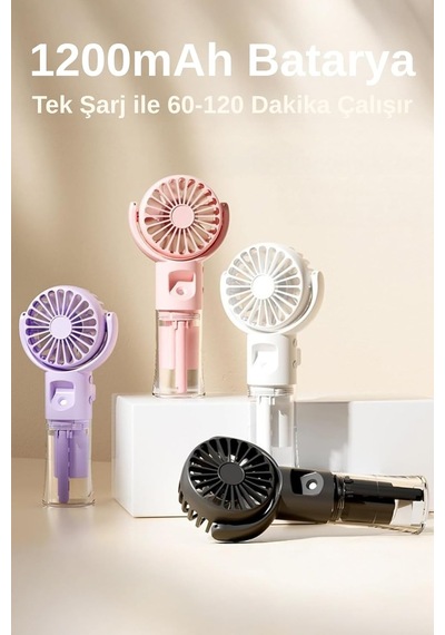 Taşınabililir Su Hazneli Mini Usb Şarjlı 3 Kademeli Askılı El Vantilatör Fan Soğutucu F4 Beyaz Standart