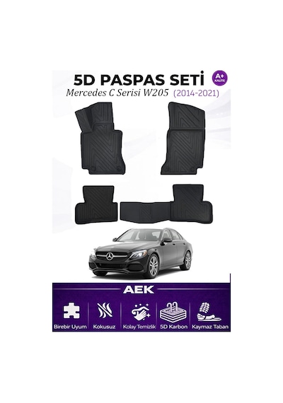 Mercedes C Seri W205 2014+ Araca Özel Havuzlu "karbon" Paspas Tak