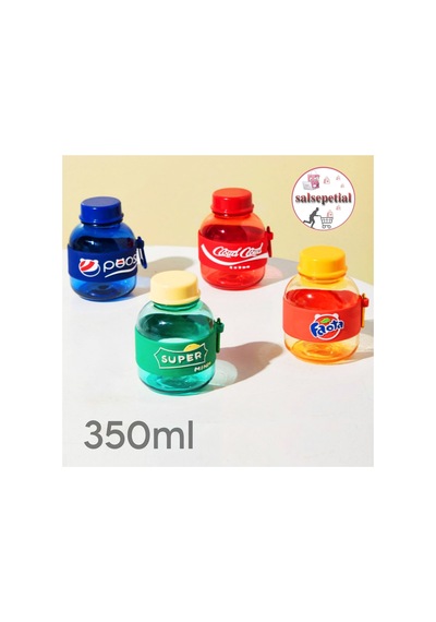 Mini Renkli Su Şişesi 350ml Figürlü Renkli Mini Suluk Matara 350ml Kırmızı