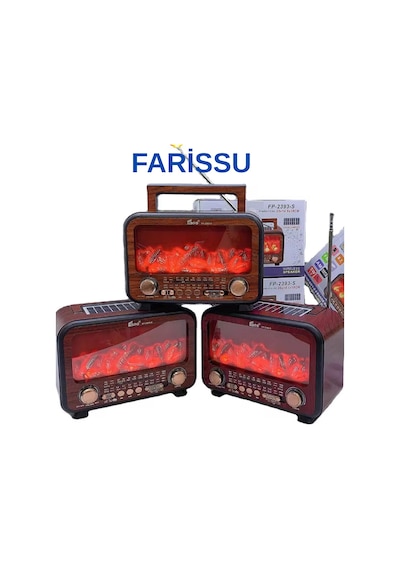 Fp-2393s Retro Tasarımlı Alev Işıklı Bluetooth Hoparlör Güneş Enerjili, Radyo, Usb, Tf Kart Destekli