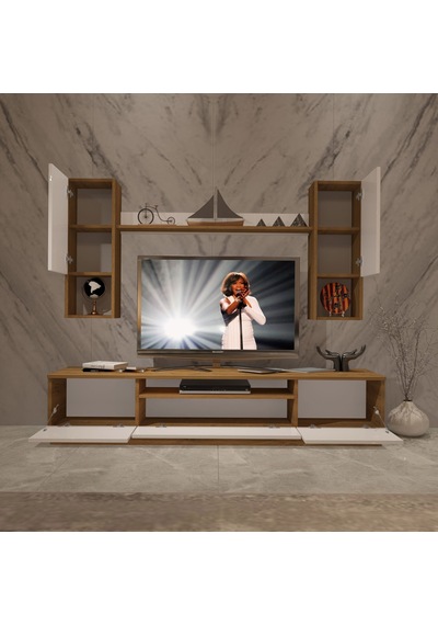 Decoraktiv Trio 5da Mdf Tv Ünitesi Tv Sehpası - Pera Beyaz Meşe - Beyaz