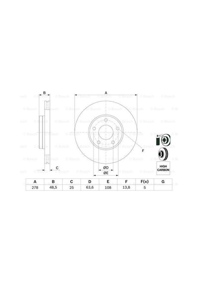 Volvo S40 Ön Fren Diski 1.6 16V 278 Mm 2004-2014 Bosch