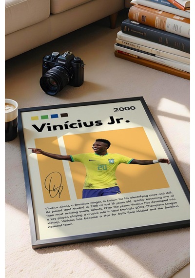 Vinicius Junior Çerçeveli Tablo - Dekoratif Çerçeveli Futbolcu Poster Tablo