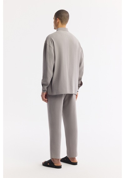 Avva Erkek Nardo Gri Alttan Britli Yaka Soft Touch Oversize Fit Gömlek A51y2168