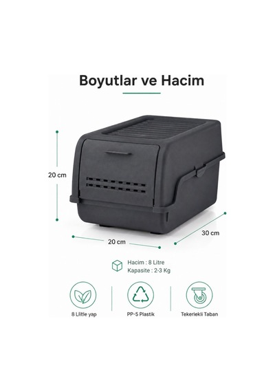 Mini Patates Soğan Sepeti Antrasit 8 L - Bpa Free Havalandırmalı Sebzelik