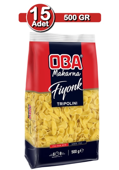 Oba Fiyonk Makarna 500 G X 15 Adet Kalabalık Sofra Paketi