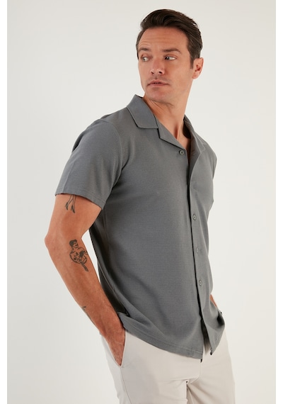 Buratti Pamuklu Regular Fit Kısa Kollu Erkek Gömlek 5902640 Açık Haki