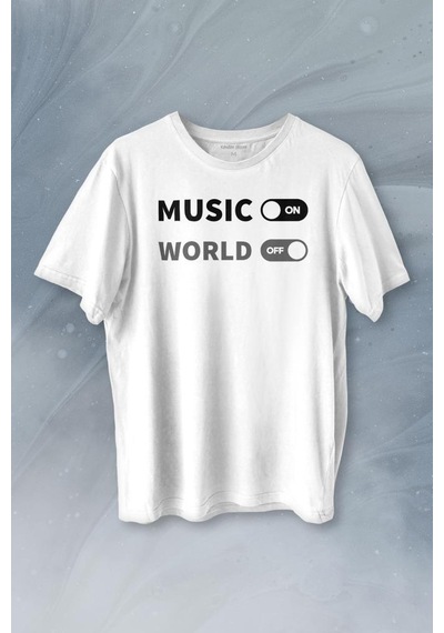 Music On World Off Müzik Dünya Baskılı Tişört Unisex T-shirt 001