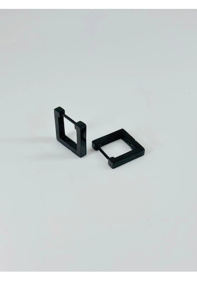 Siyah Çelik Erkek Küpe Çap 9 Mm Kalınlık 3 Mm - Ekp0024