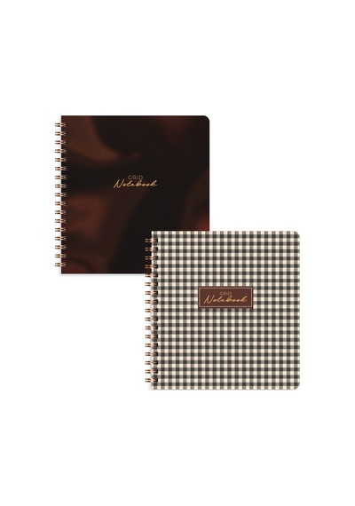 15x16 Spiralli Karton Kapak 2'li Kareli Not Defter Seti - Kahverengi Aura Çok Renkli