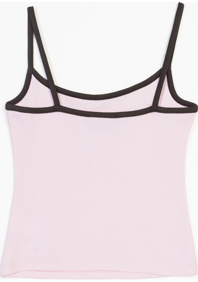 Çiçek İşlemeli Askılı Top Pembe