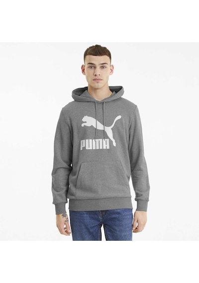 Puma Classics Logo Erkek Kapüşonlu Hoodie - Gri