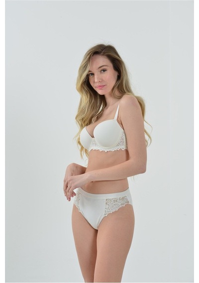 Magic Form Klasik Düz Dantel Detaylı Push Up Destekli Sütyen Ekru - 512786613 Ekru