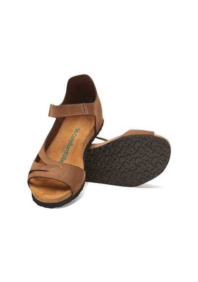 Comfortfusse Daisy - Kadın Ortopedik Hakiki Deri Sandalet Kum