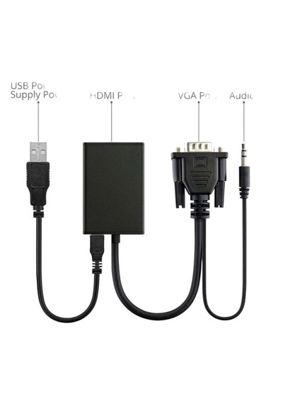 Vga To Hdmi Adaptör Çevirici Görüntü Ve Ses Aktarımı