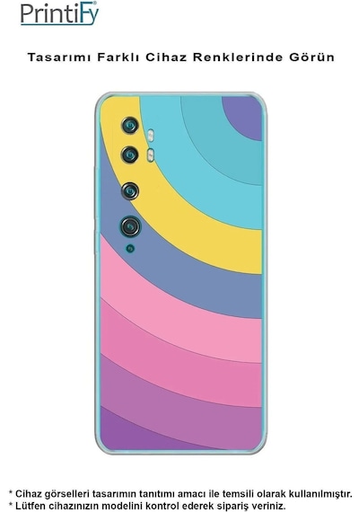 Huawei P Smart Z Uyumlu Kamera Korumalı Renk Cümbüşü B Tasarımlı Şeffaf Silikon Kılıf