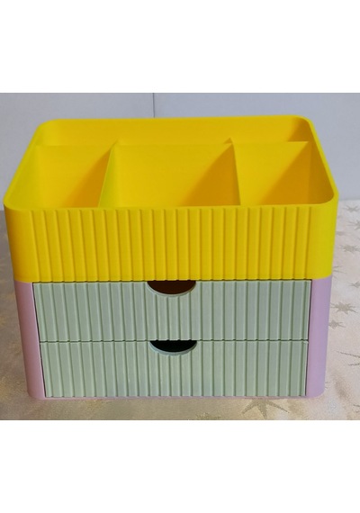 Dekoratif Renkli Çekmeceli Organizer Sarı-pembe-yeşil