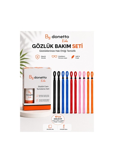 Sprey Set Ve 10'lu Çocuk Gözlük İpi Siyah-mavi-kırmızı-pembe-turuncu - 900772683