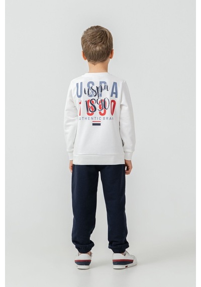 U.S. Polo Assn. Erkek Çocuk Baskılı Beyaz Uzun Kol Eşofman Takımı Us2619-c-v2 Us2619-c-v2
